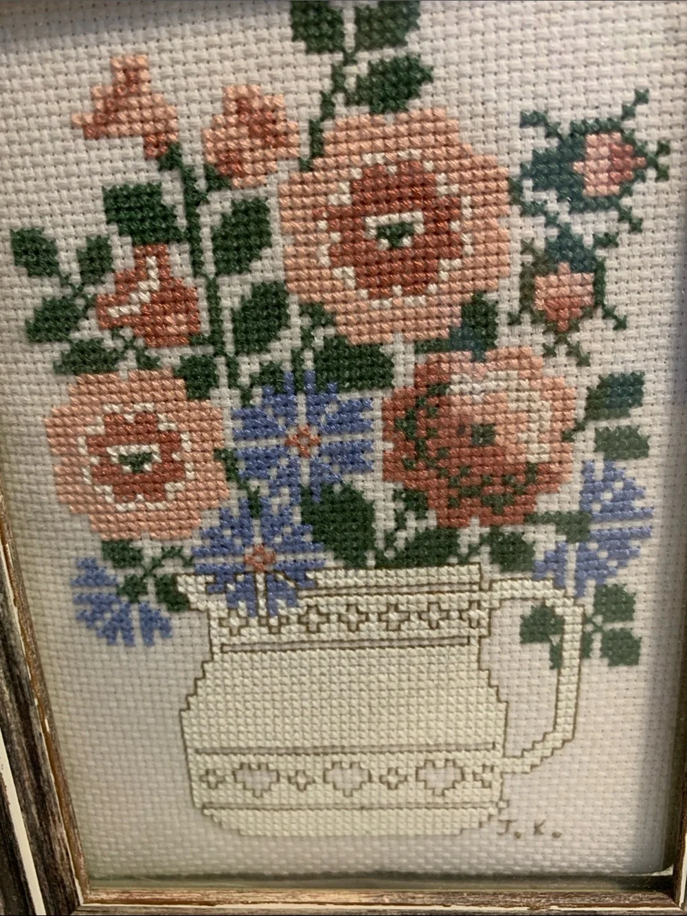 Set of 3 Framed Cross-stitch Treasures in Floral Design